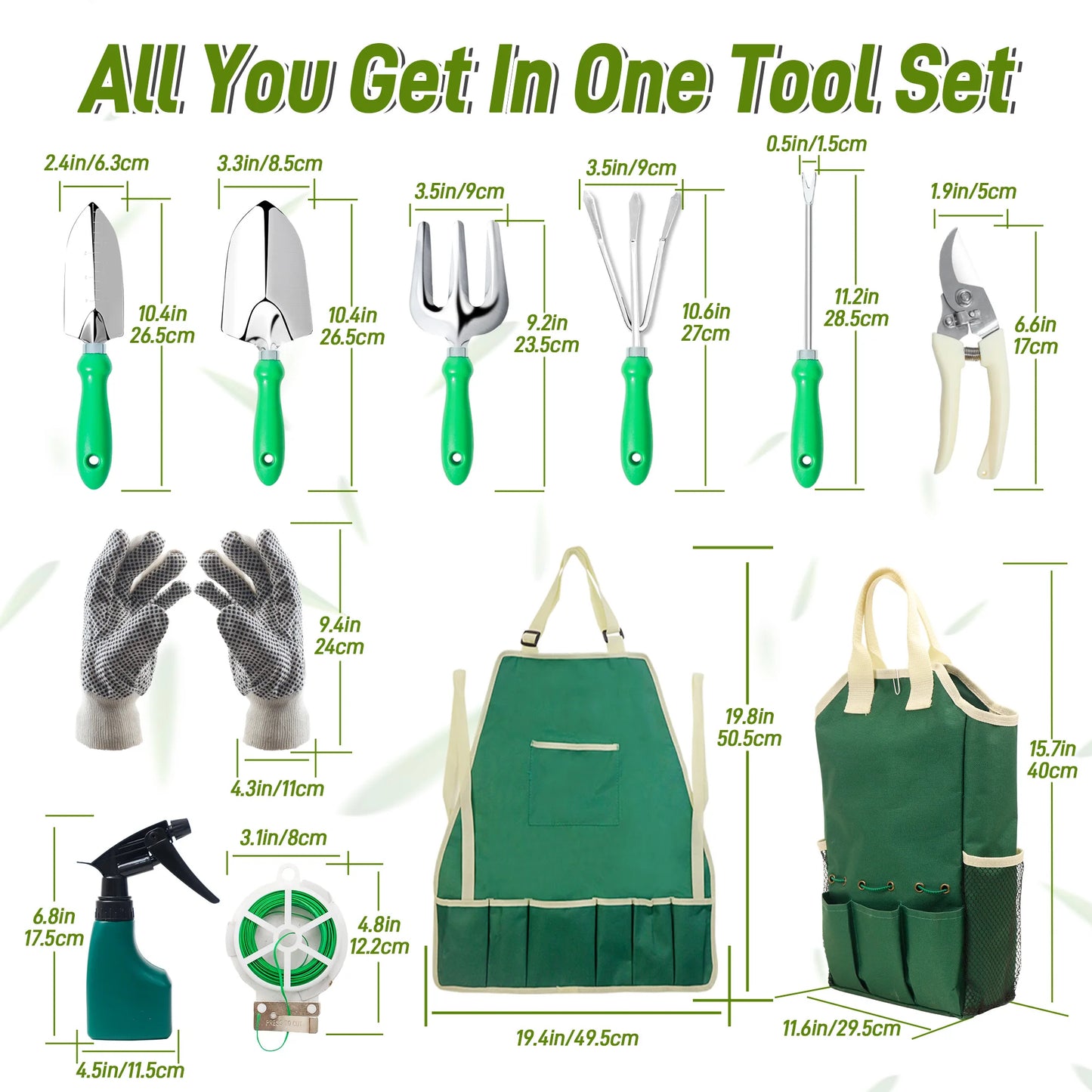 11pcs Garden Tool Set | Gardening Tools With Organizer HandBag, Ideal For Digging Planting Pruning
