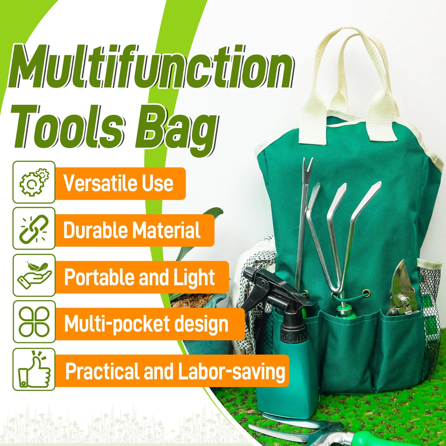 11pcs Garden Tool Set | Gardening Tools With Organizer HandBag, Ideal For Digging Planting Pruning