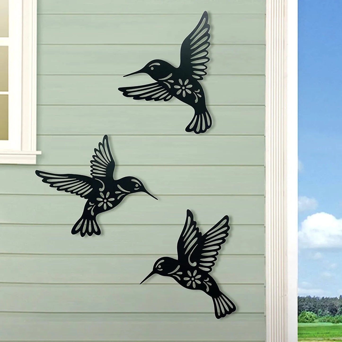 Choice Metal Hummingbird Wall Art Waterproof Iron Bird Decor