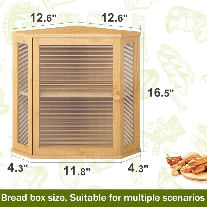EZHomeEssentials Corner Bread Box Bamboo Layered Storage