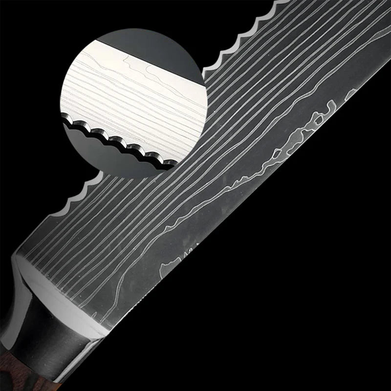 8 " Kitchen Knives Sharp Chef Knife Stainless Steel Laser Damascus Style Cleaver Sushi Knife Slicing Utility Cooking Accessories