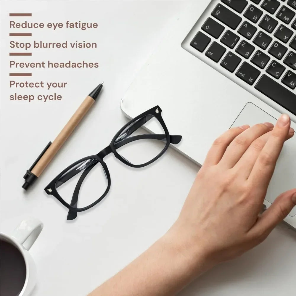 Stylish Blue Light Glasses for Woman - Computer Glasses 99% Blue Light Blocking - Lightweight TR90 Frames - 3 pack