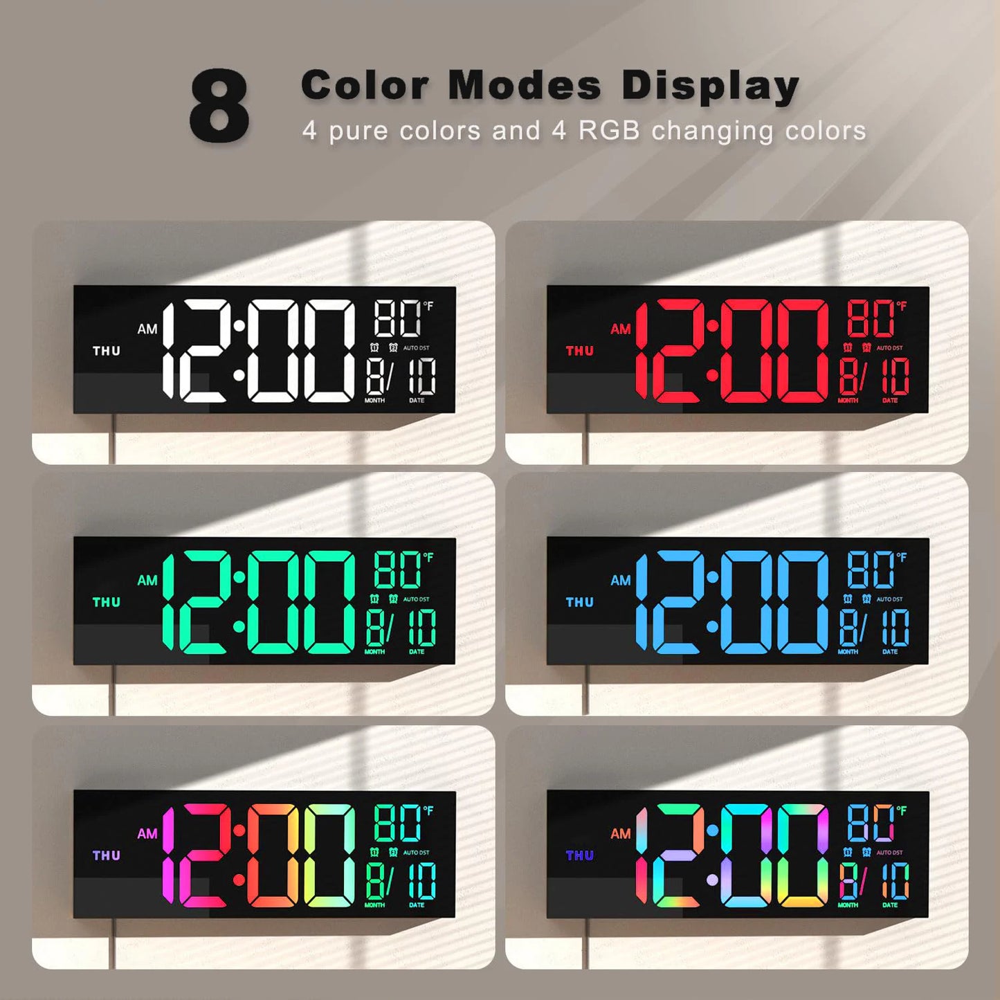 EZHomeEssentials Digital Wall Clock With Remote LED Display