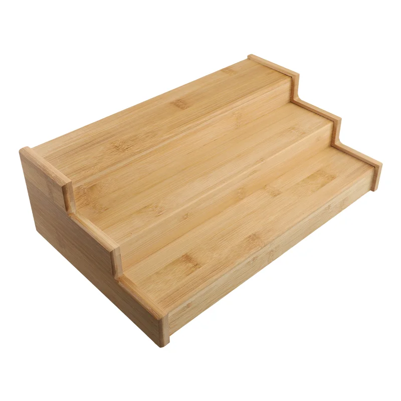 ABWR-3-Tier Non-Expandable Bamboo Spice Rack Step Shelf Cabinet Organizer