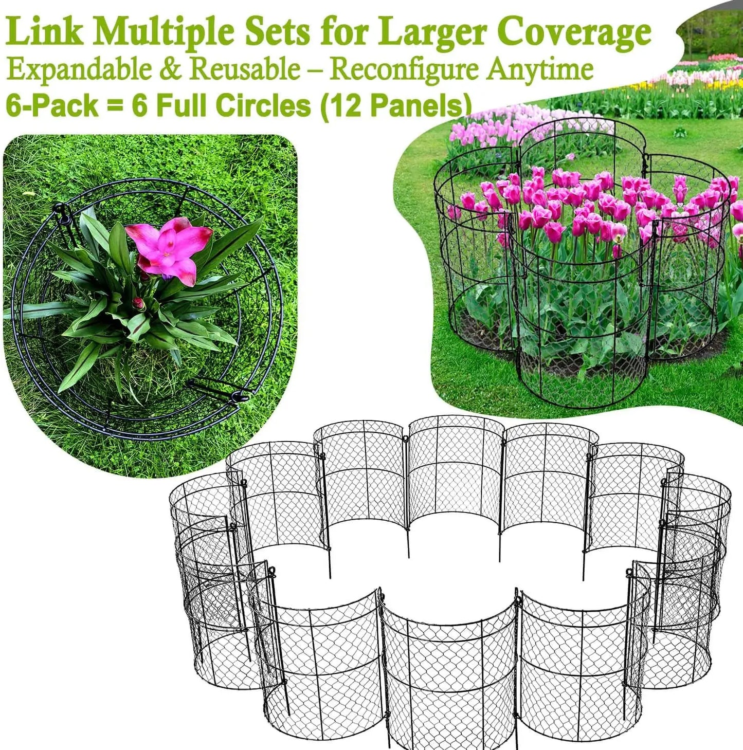 6 Pack Garden Cloches for Plants, Chicken Wire Cloche, 14" D x 16" H Wire Plant Protector, Plant Protectors from Animals