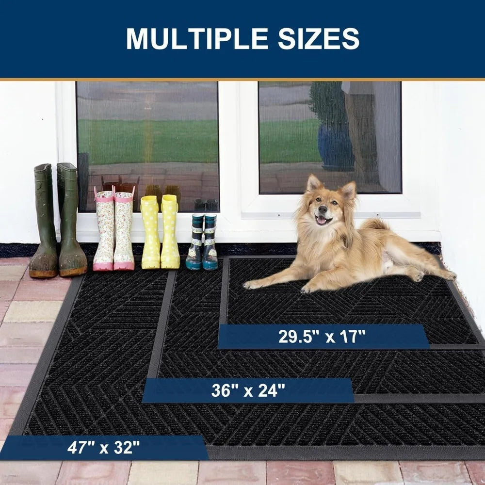 EZHomeEssentials Front Door Mat Heavy Duty Natural Rubber