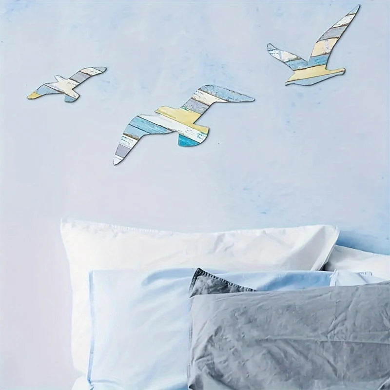 Hign Concerned Seagull Wall Decor 3 Piece Set Nautical