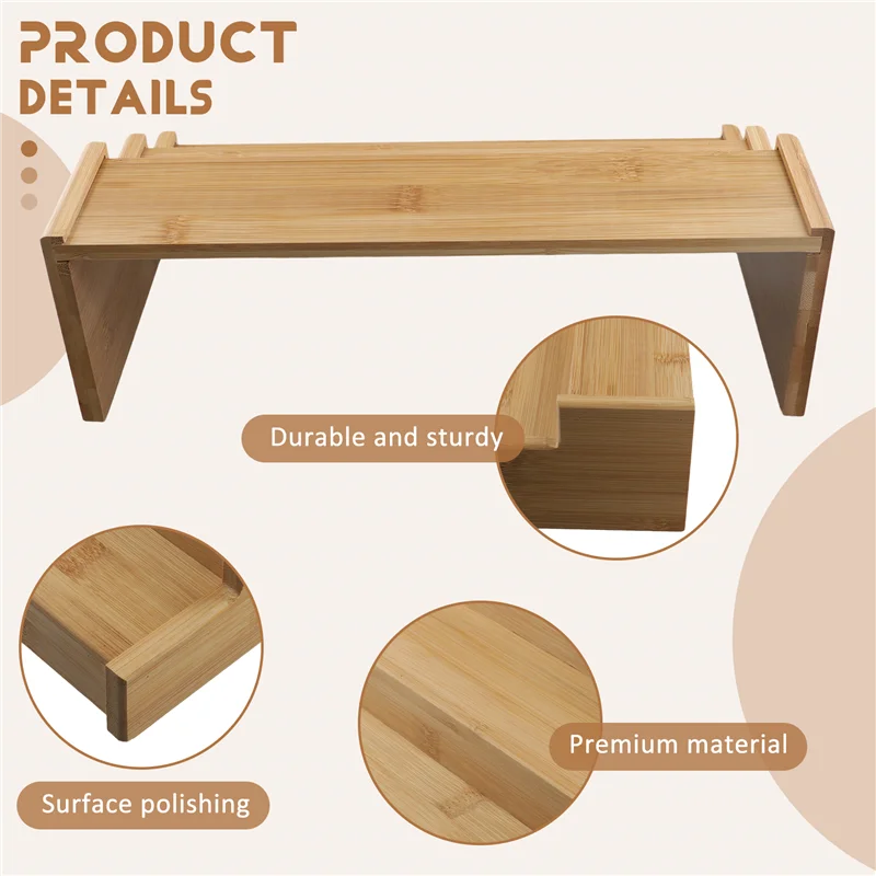 ABWR-3-Tier Non-Expandable Bamboo Spice Rack Step Shelf Cabinet Organizer