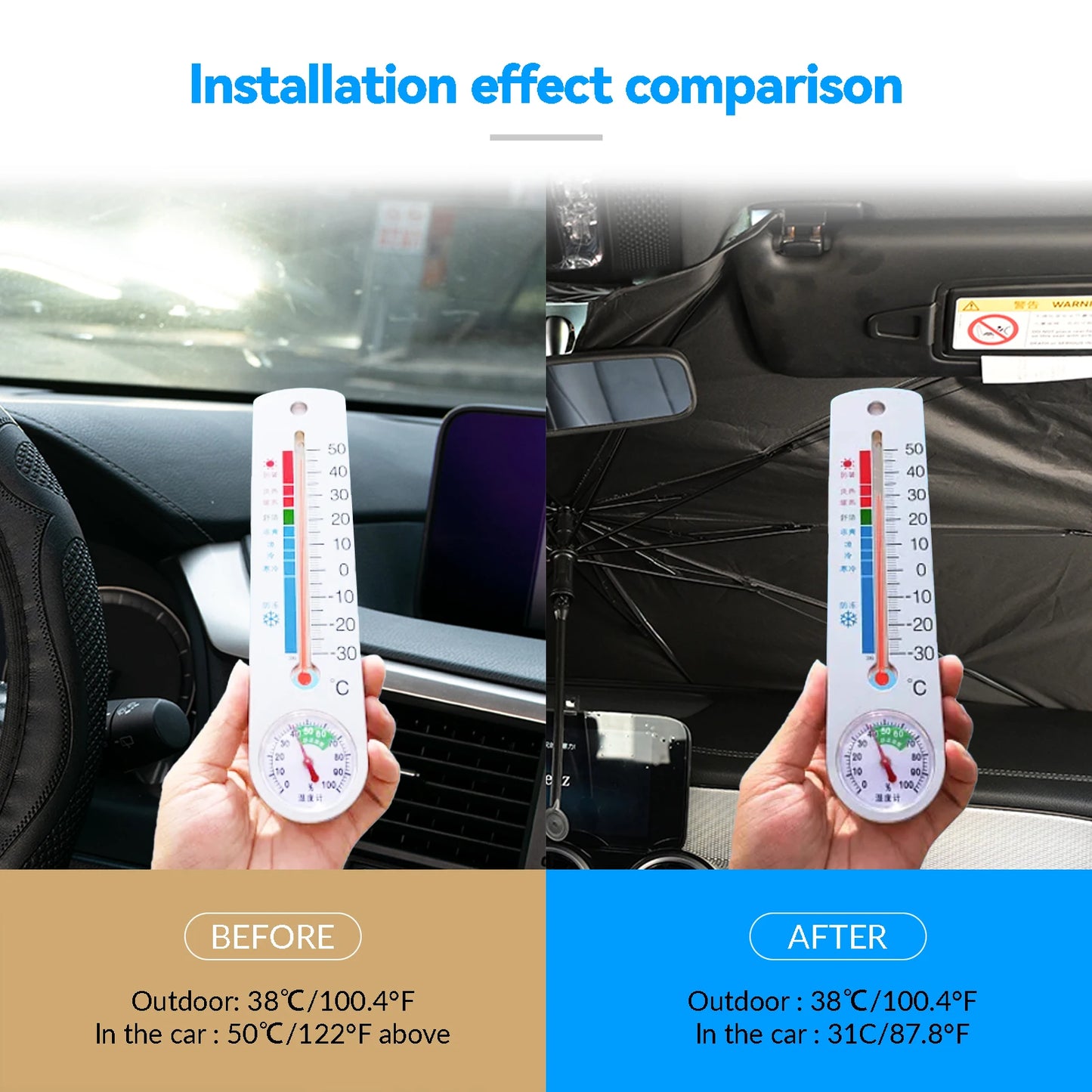 Foldable Car Umbrella Windshield Sun Shade Cover Iridescent UV Block Front Window Sunshade Heat Protection Universal Accessories