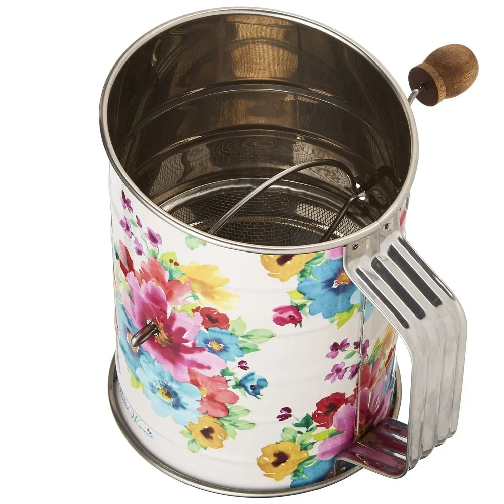Feature Stainless Steel Three Cup Hand Crank Flour Sifter