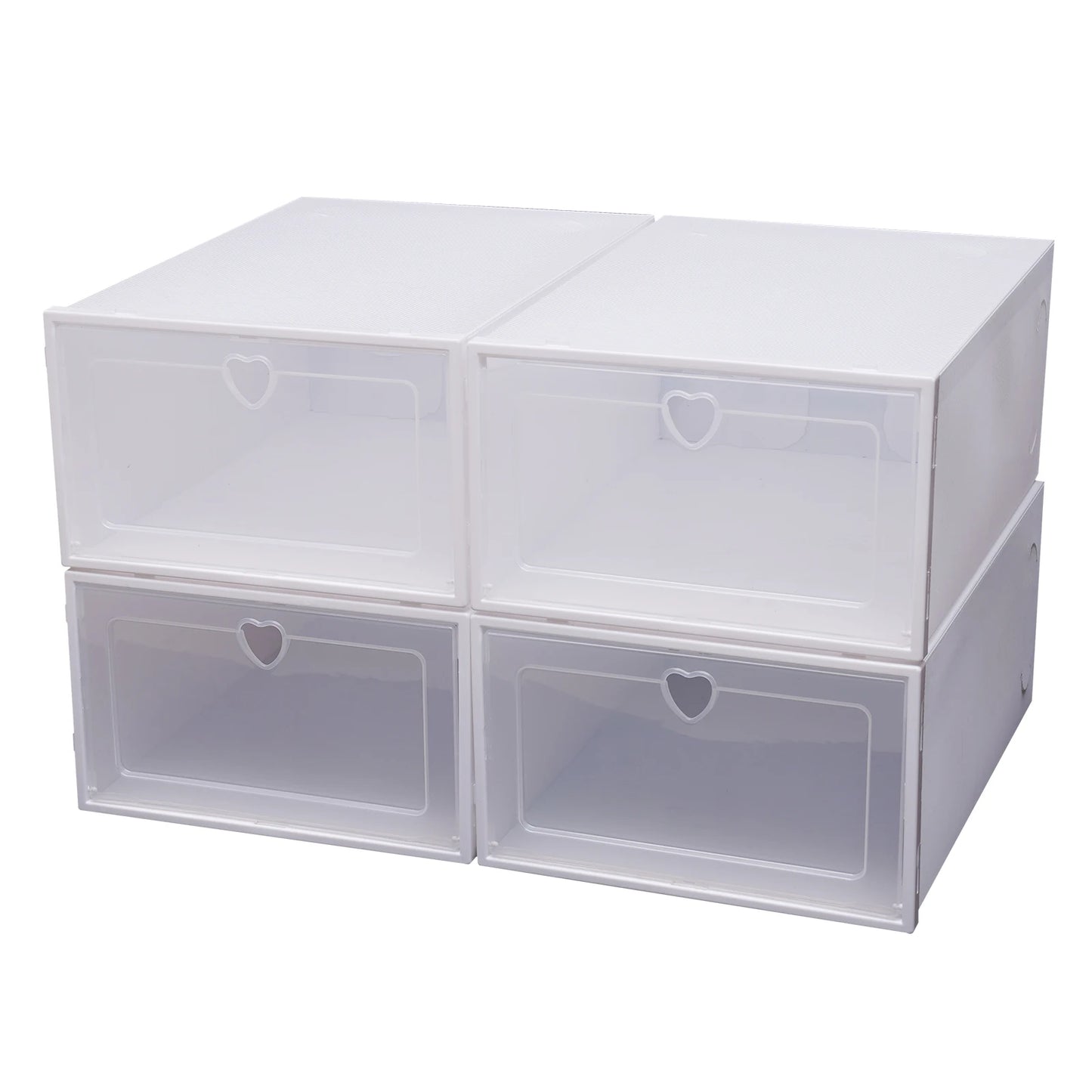EZHomeEssentials Transparent Shoe Box Stackable Organizers