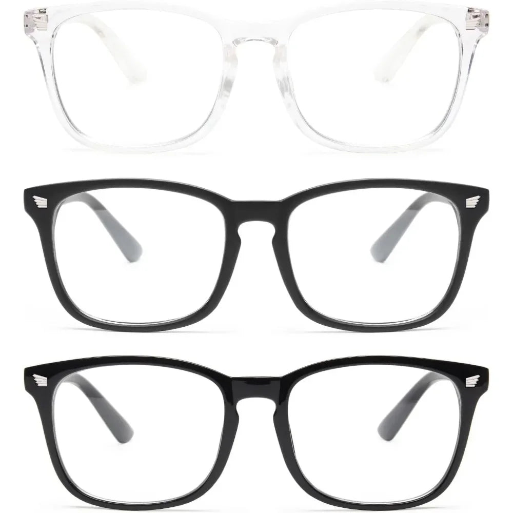 Stylish Blue Light Glasses for Woman - Computer Glasses 99% Blue Light Blocking - Lightweight TR90 Frames - 3 pack