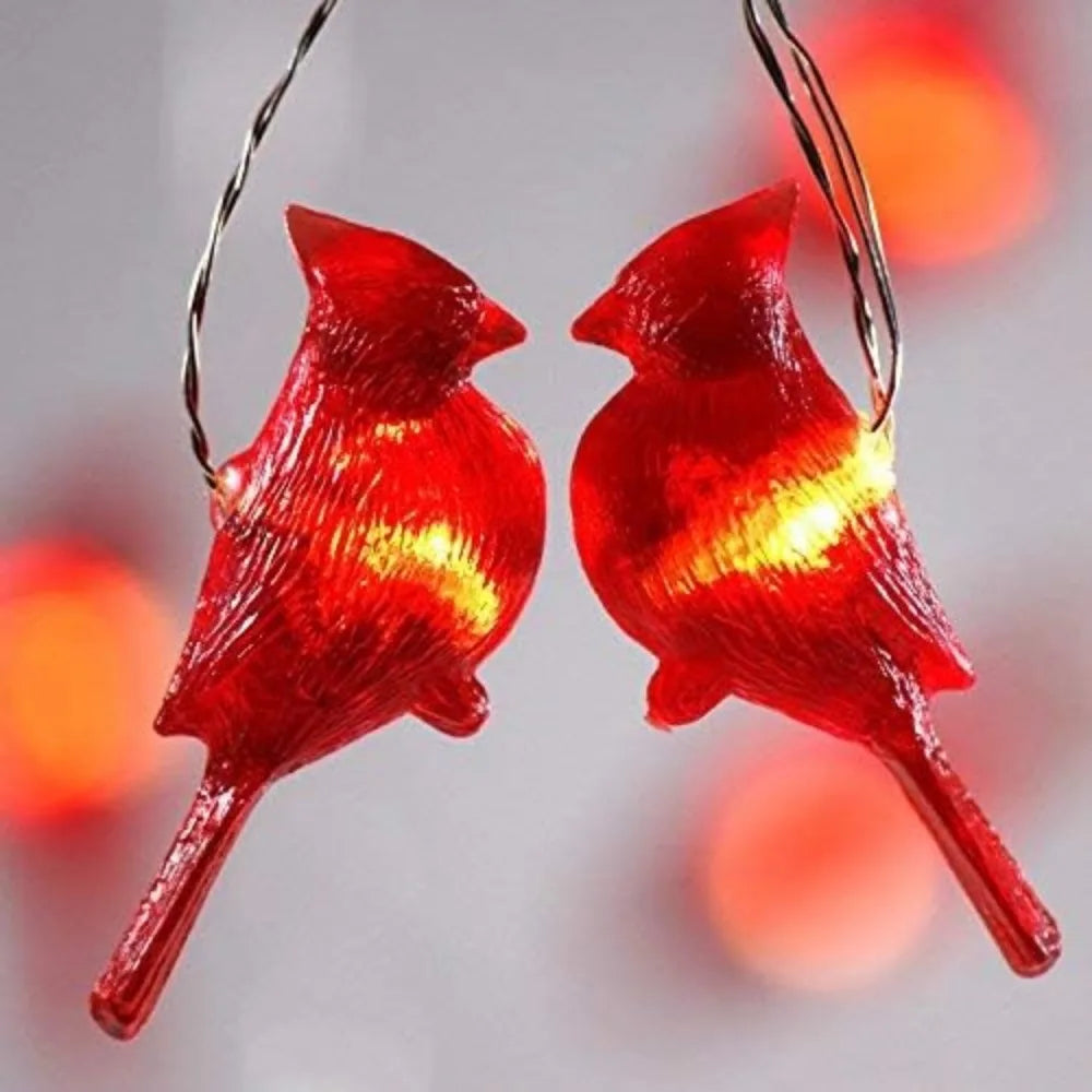Electronic Cardinal String Lights 3D Bird Battery Operated