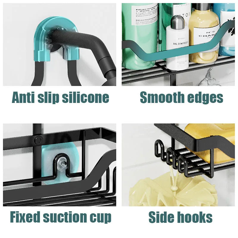 Wall Mounted Bathroom Shelf Third Floor Hanging Shower Head Storage Rack Made of Iron Shampoo Bottle Shower Storage Rack