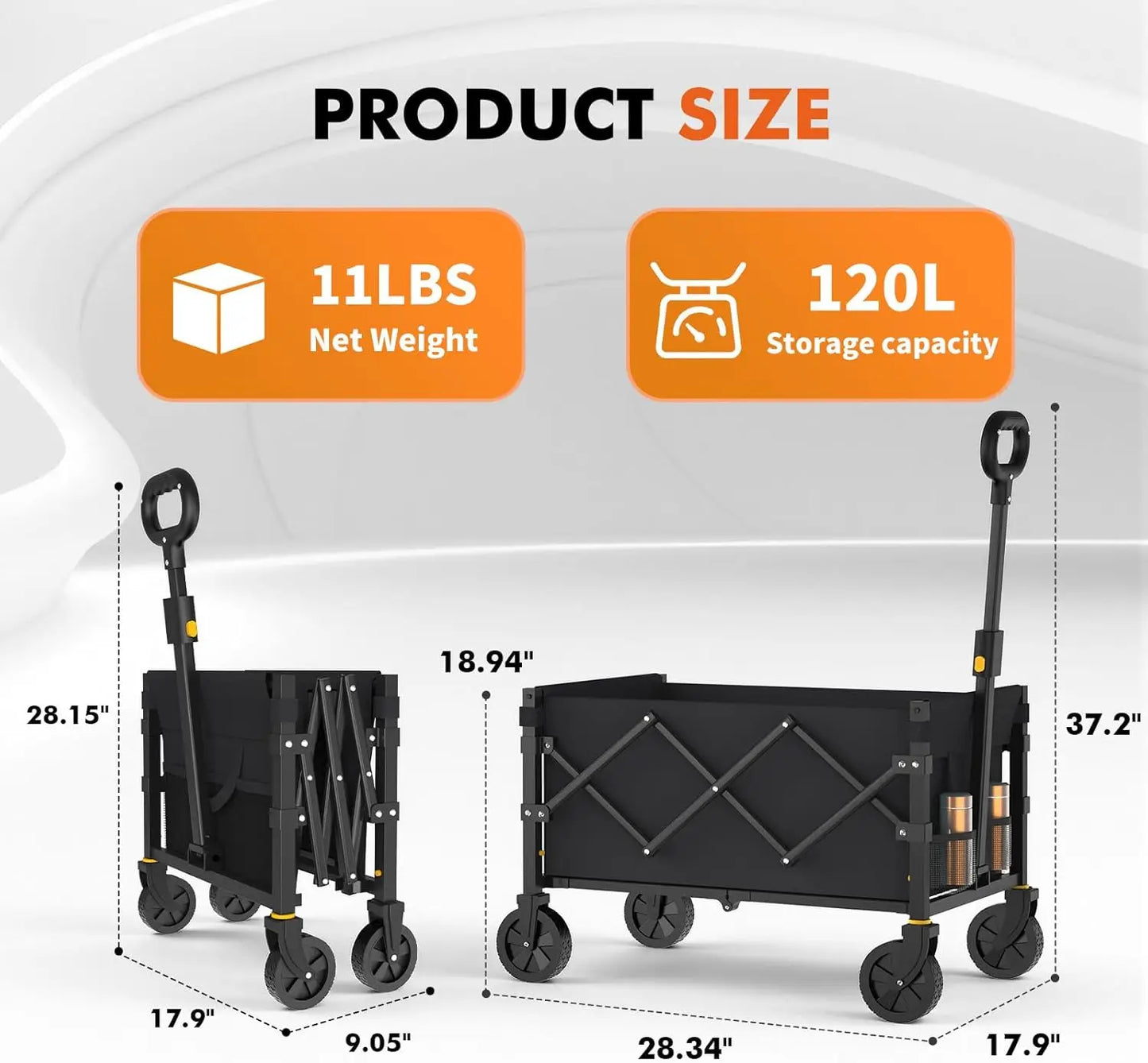 Foldable Wagon Cart With All Terrain Wheels For Outdoor Hauling