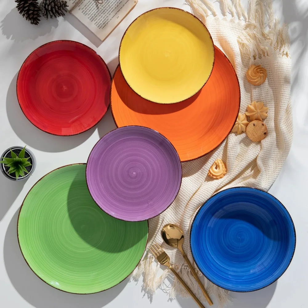 Vancasso BONITA Mix Color Ceramic Tableware 18PCS Dinnerware Set of Dinner Plates Home Soup Plates Dessert Plates Earthenware