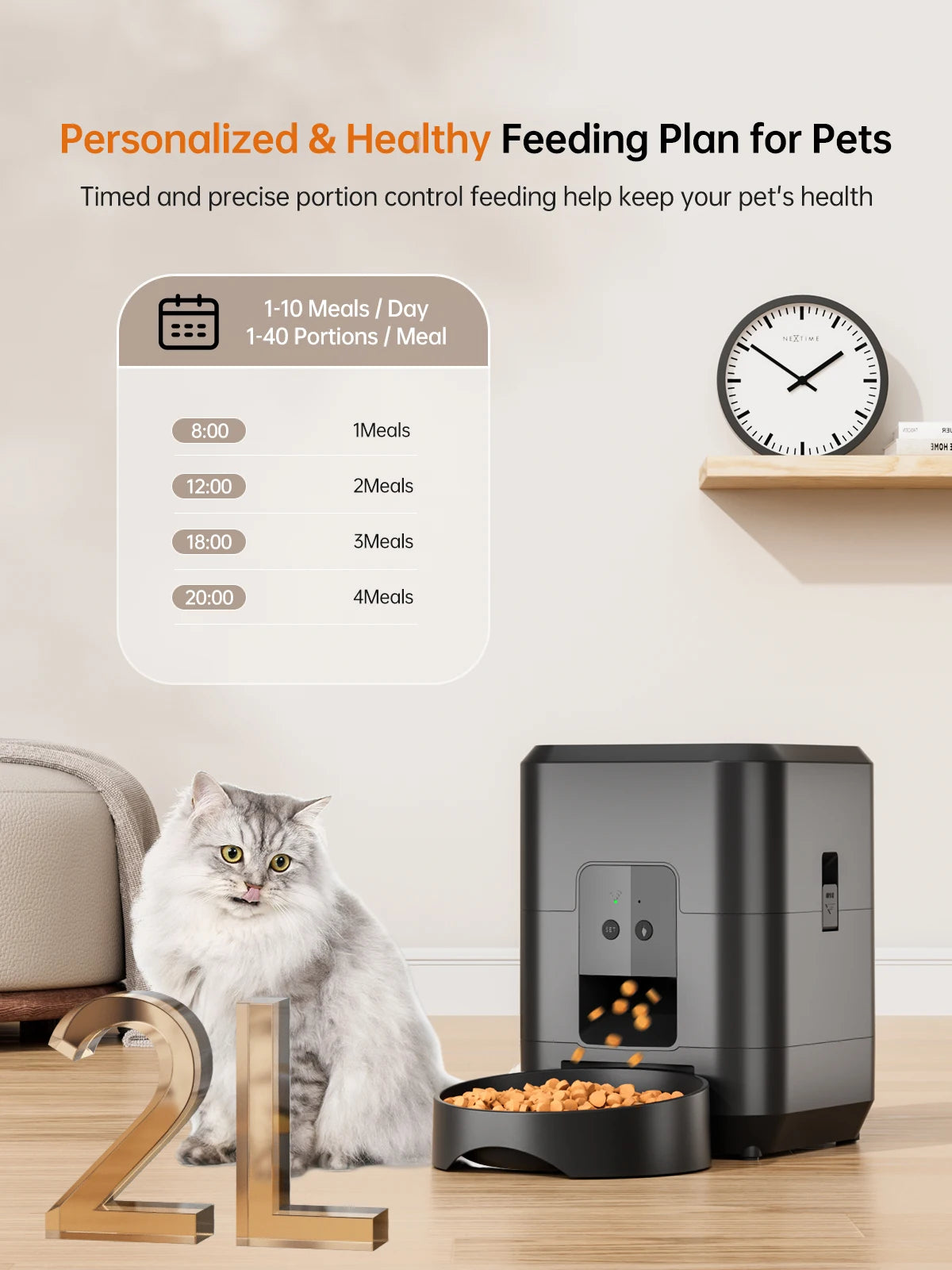 Hign-concerned Cat Feeder With App Control Timed Dispenser