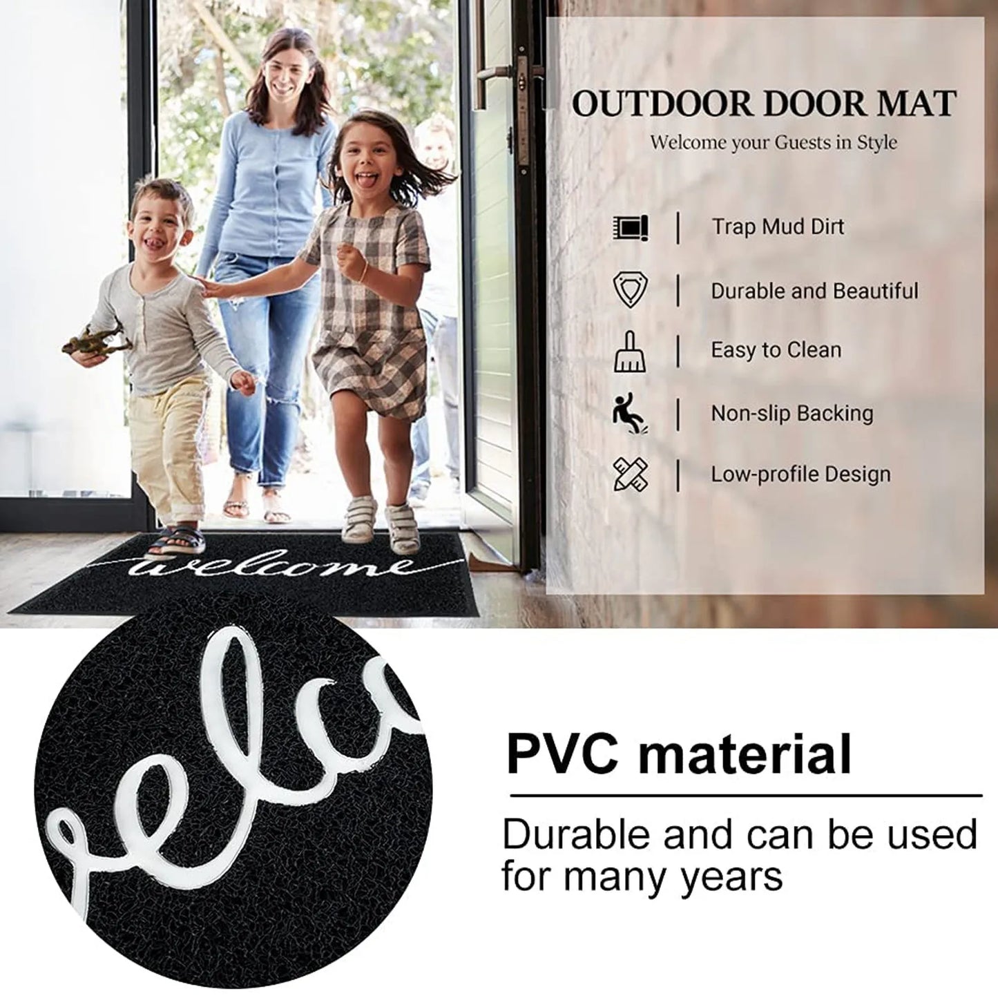 EZHomeEssentials PVC Door Mat Love Home Front Outdoor Decor
