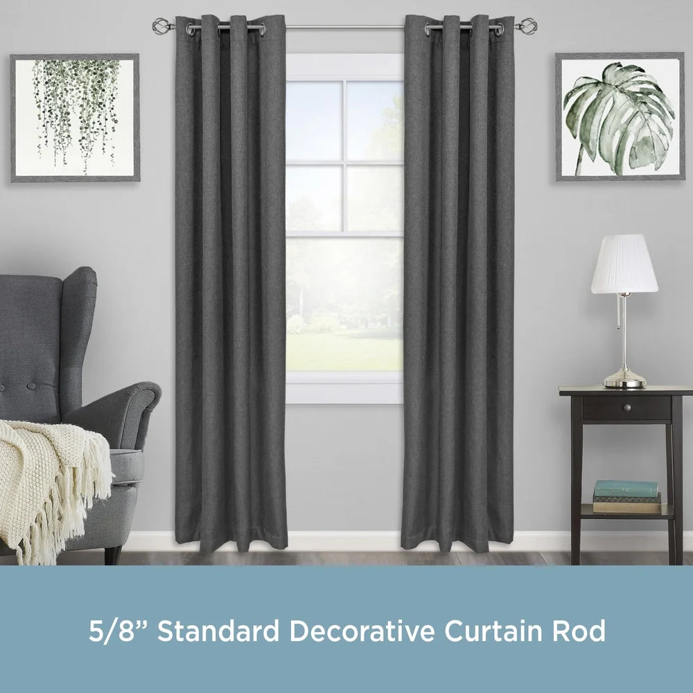 XMSJ Adjustable Steel Curtain Rod Pewter Finish With Finials