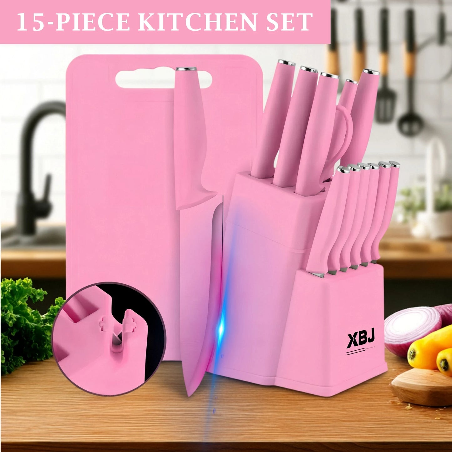 15-Piece Kitchen Stainless Steel Knife Set With Holder