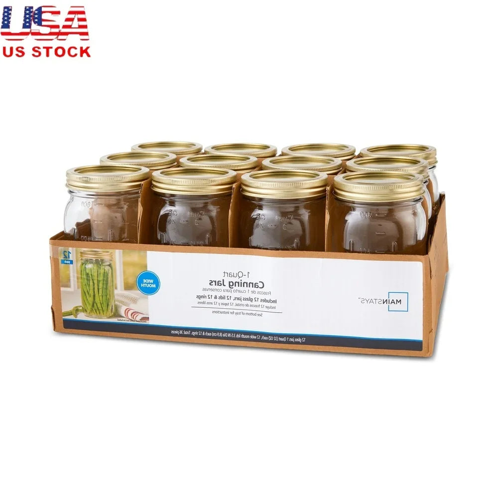 EZHomeEssentials Clear Glass Wide Mouth Jars Airtight Seal