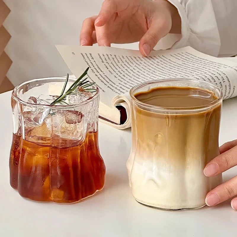 EZHomeEssentials Crystal Glass Aesthetic Cold Coffee Cups