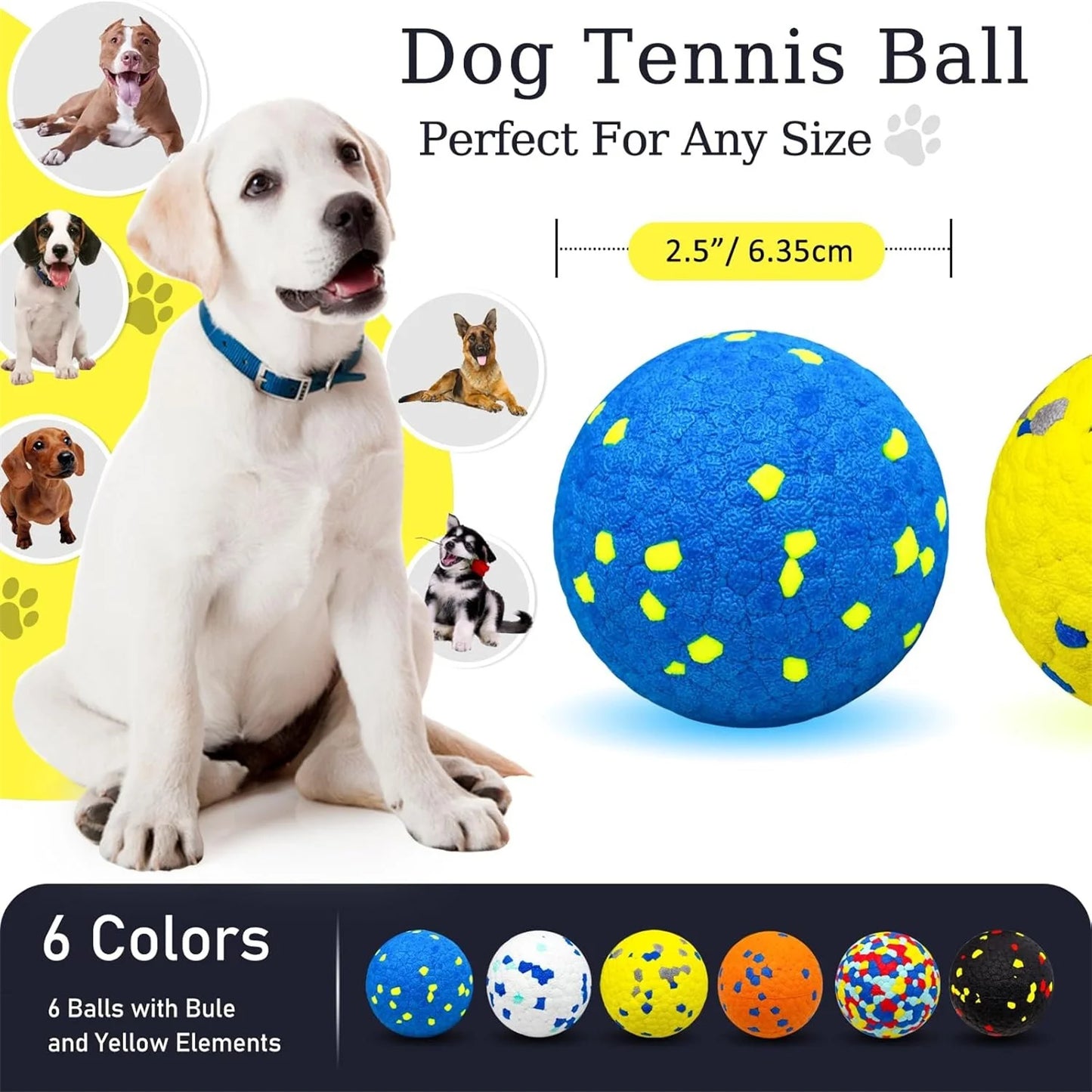 EZHomeEssentials Indestructible Dog Tennis Balls For Chewers