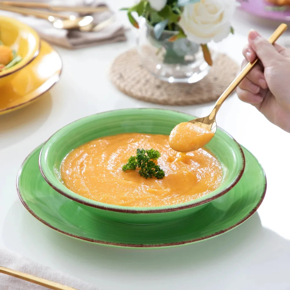 Vancasso BONITA Mix Color Ceramic Tableware 18PCS Dinnerware Set of Dinner Plates Home Soup Plates Dessert Plates Earthenware