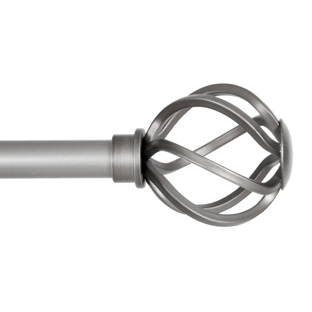 XMSJ Adjustable Steel Curtain Rod Pewter Finish With Finials