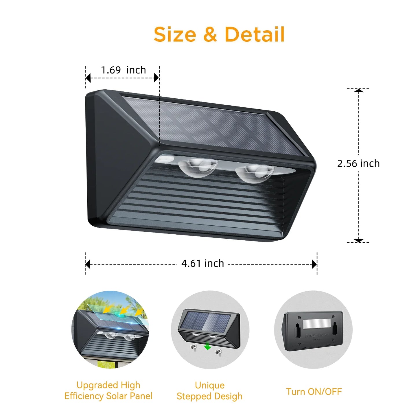 KPSTEK Outdoor Solar Fence And Step Lights Warm White LED