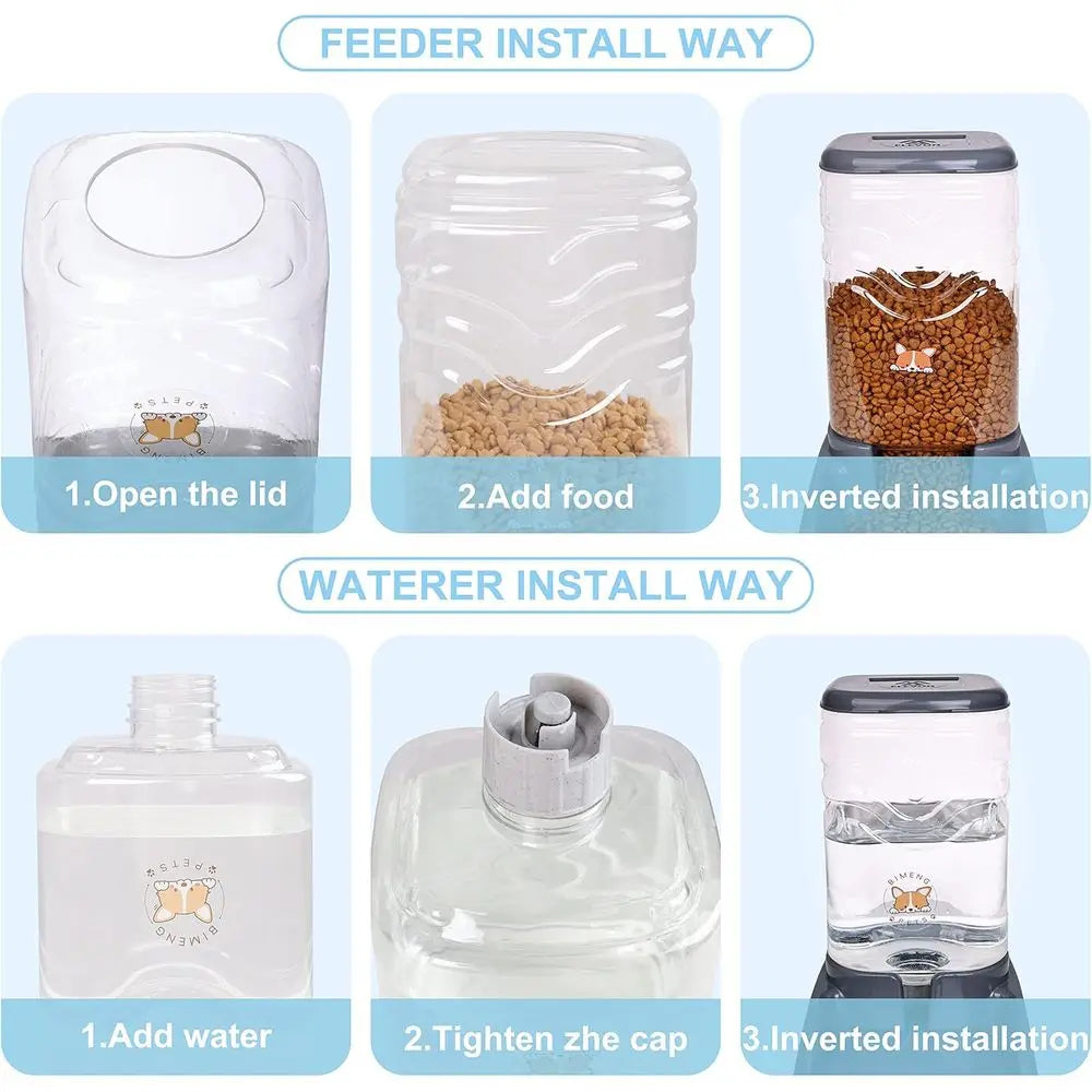 High Concerned Automatic Cat Feeder Gravity Food And Water Dispenser