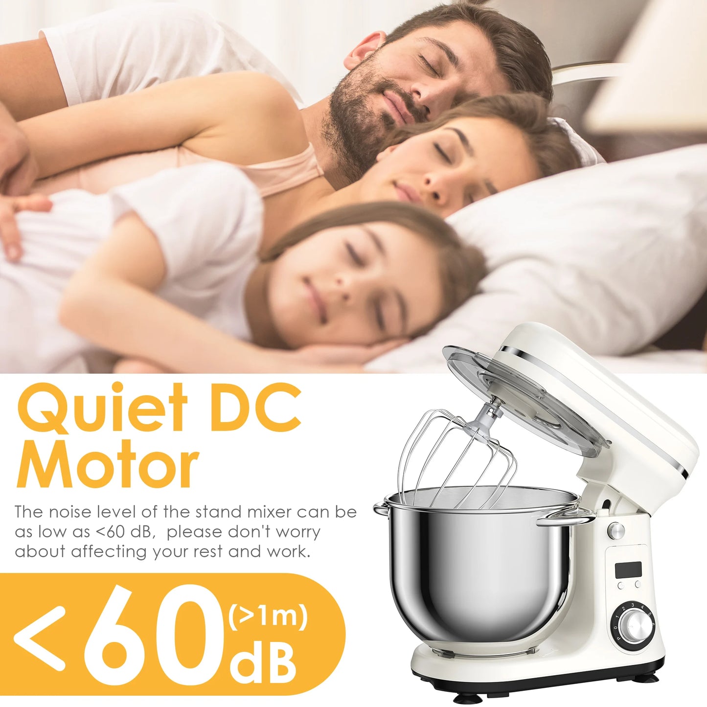 Biolomix Stand Mixer 1200W Six Speed Quiet Motor Dough Hook
