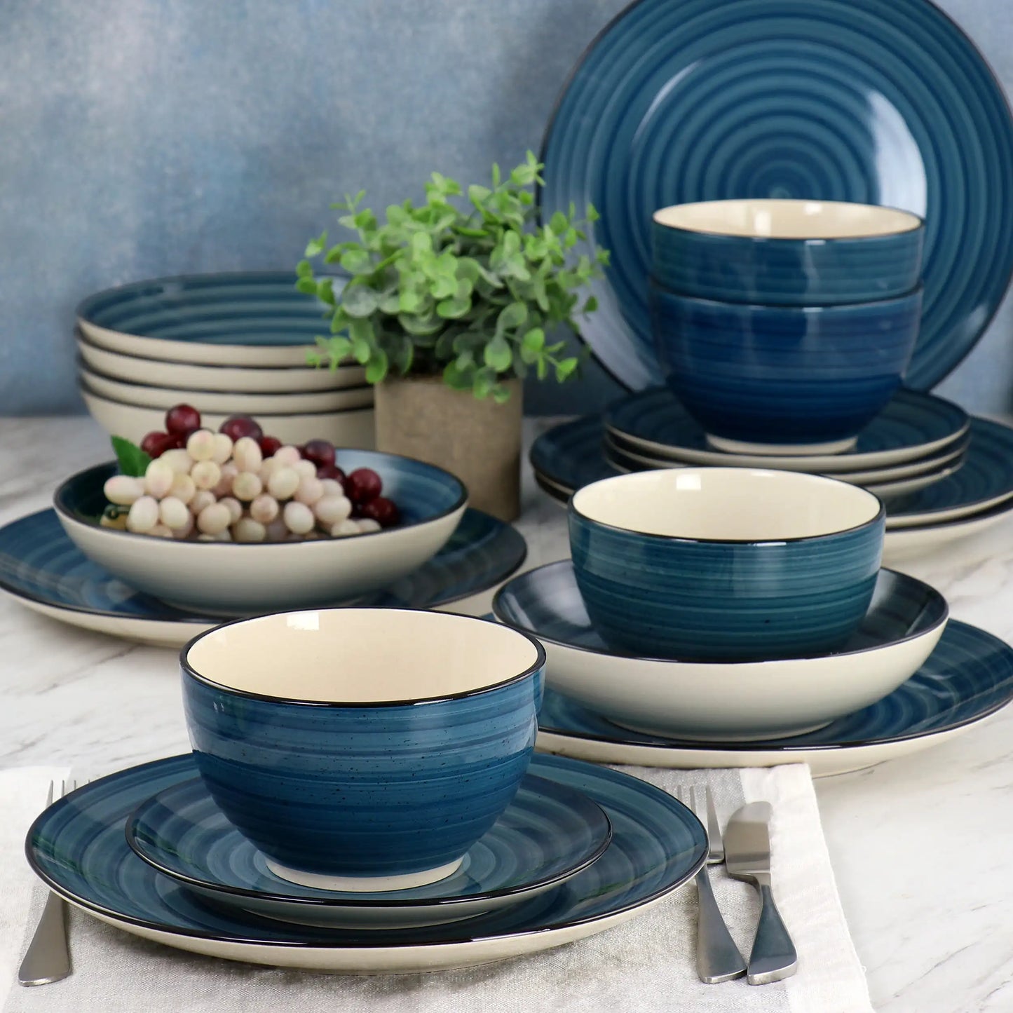EZHomeEssentials Stoneware Dinnerware Set Premium Collection