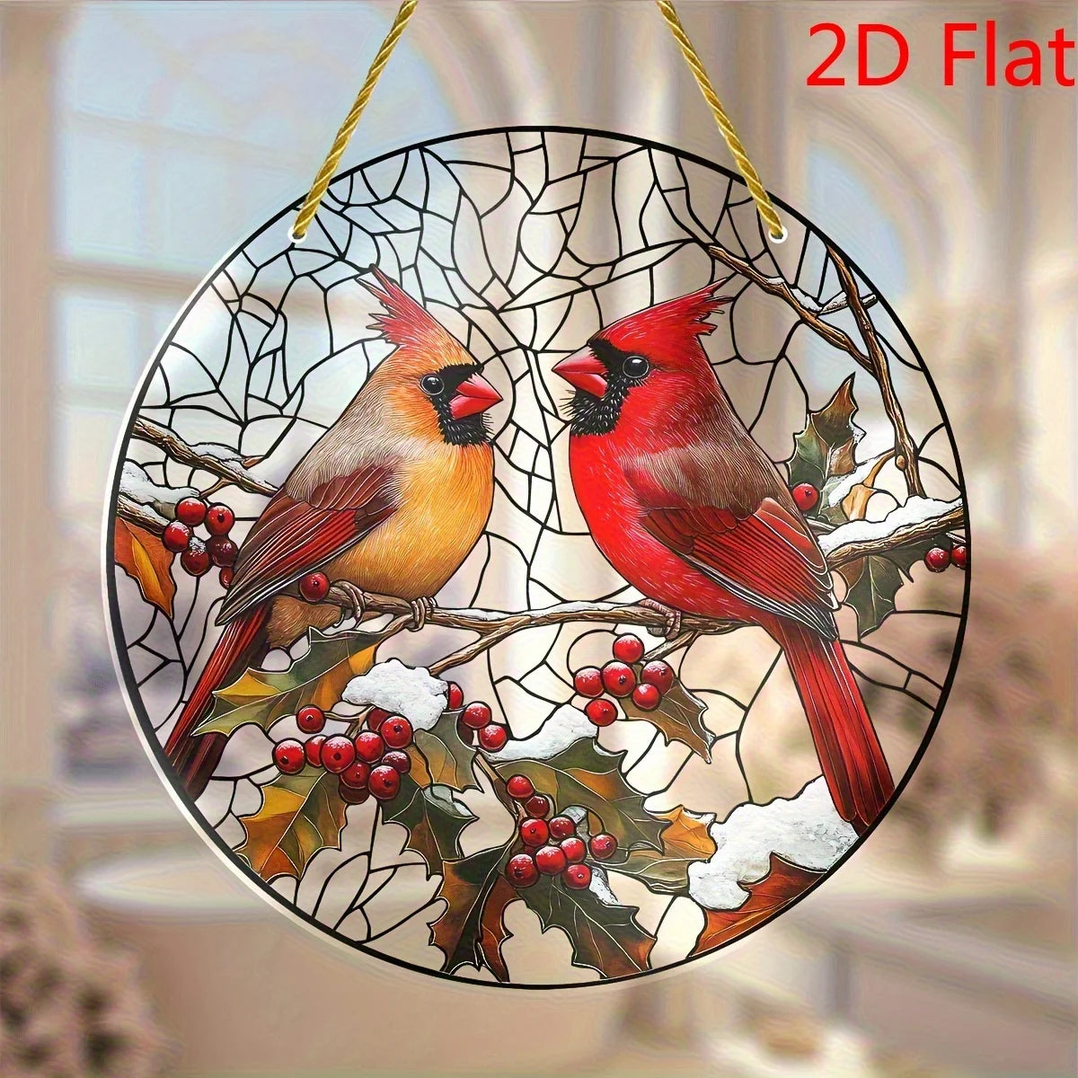 Hign-concerned Bird Themed 2D Acrylic Cardinal Suncatcher