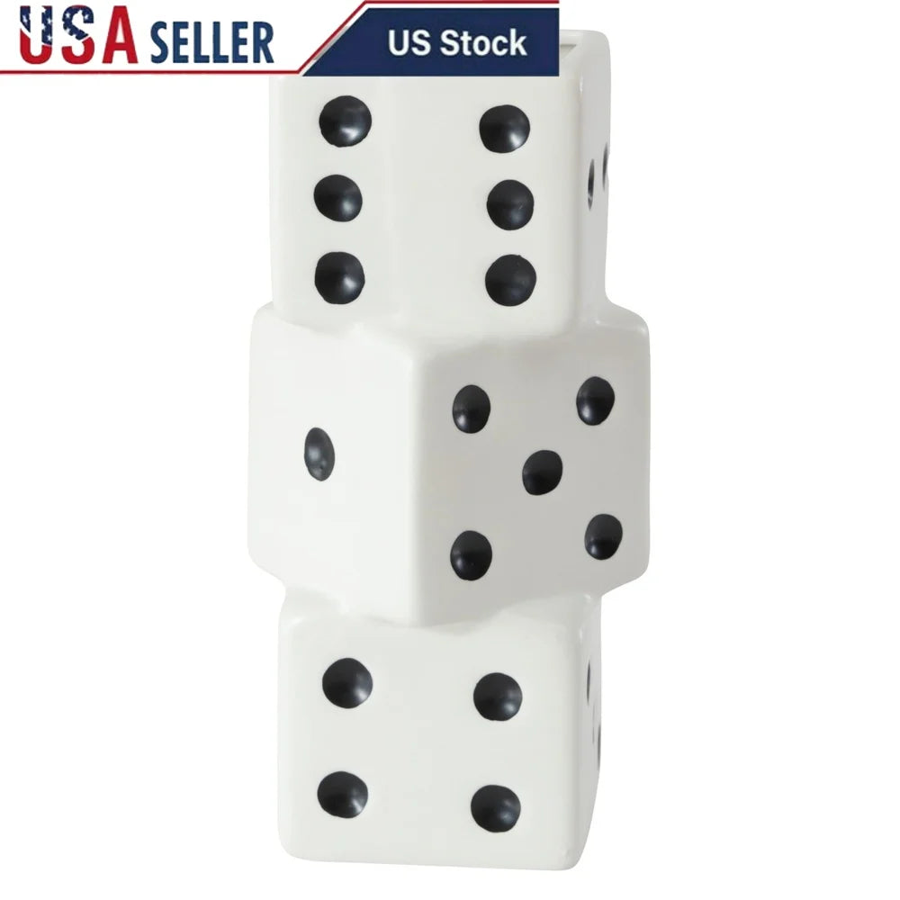 EZHomeEssentials Ceramic Stacked Dice Vase Decor Accent