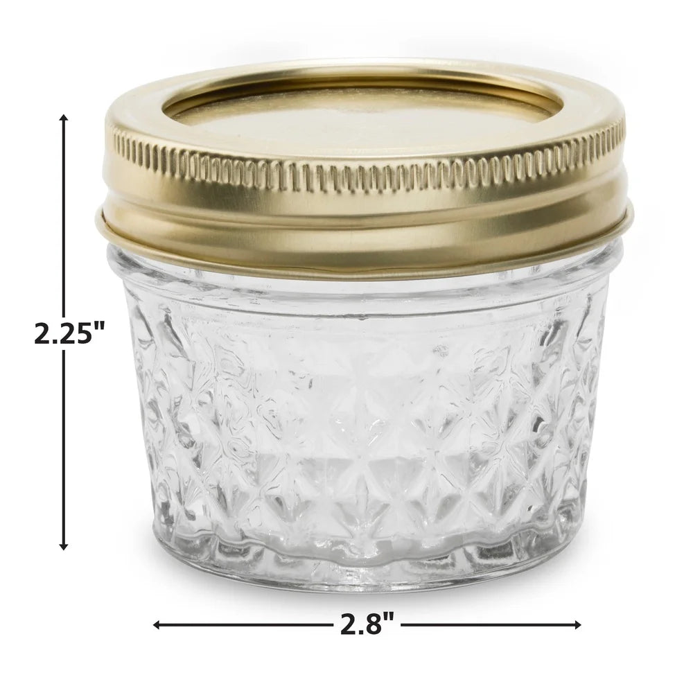 EZHomeEssentials Quilted Glass Canning Jars Airtight Lids