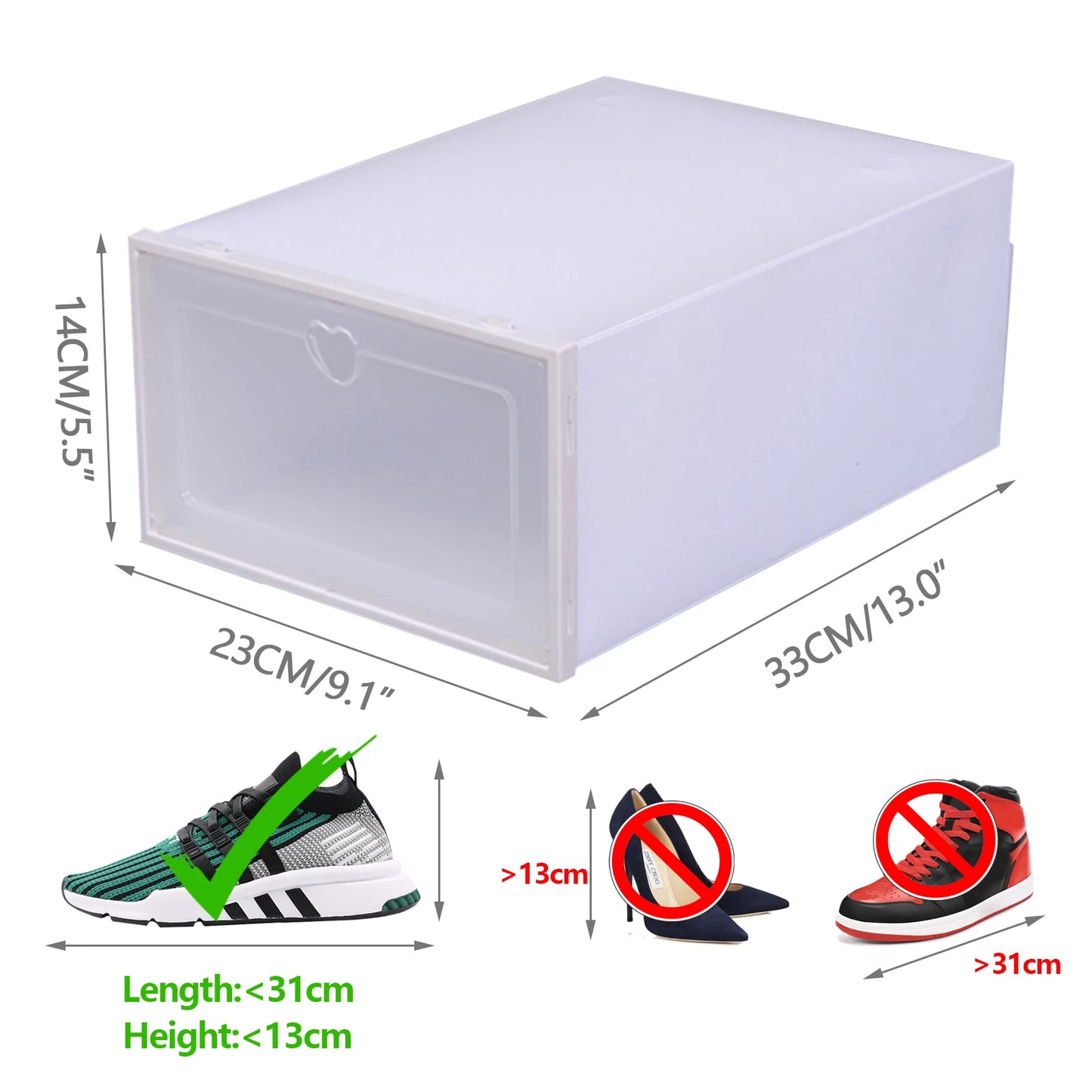EZHomeEssentials Transparent Shoe Box Stackable Organizers