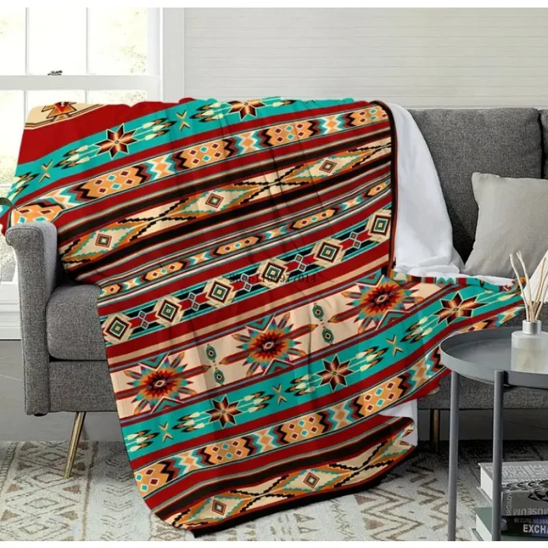 Craft of Weaving Tribal Aztec Blanket Fluffy Cover All Ages