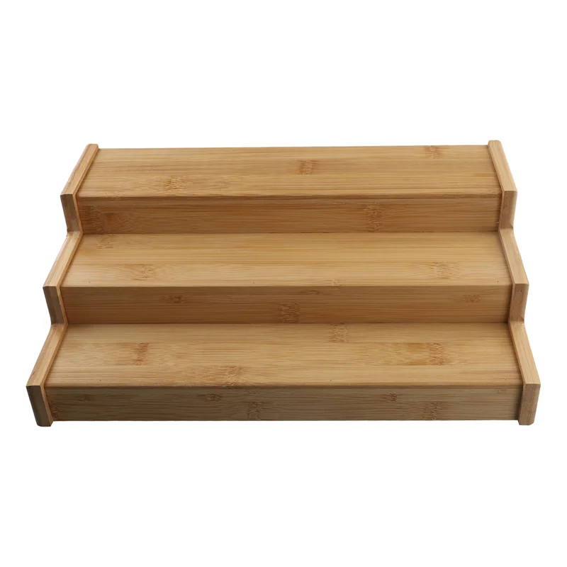 ABWR-3-Tier Non-Expandable Bamboo Spice Rack Step Shelf Cabinet Organizer