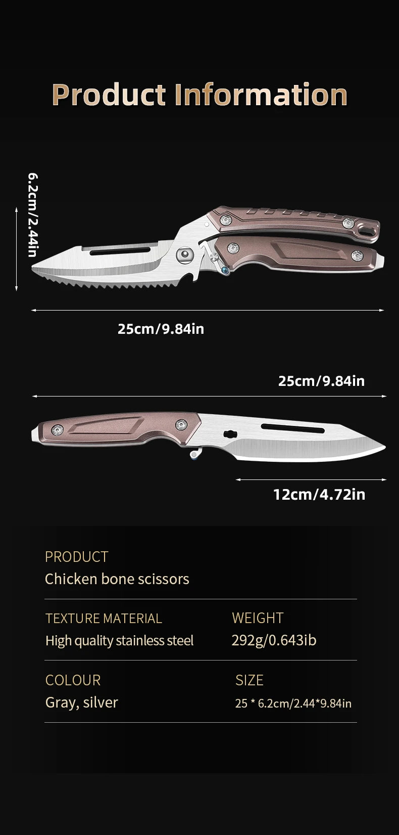 Hign-concerned Heavy Duty Poultry Shears Stainless Scissors