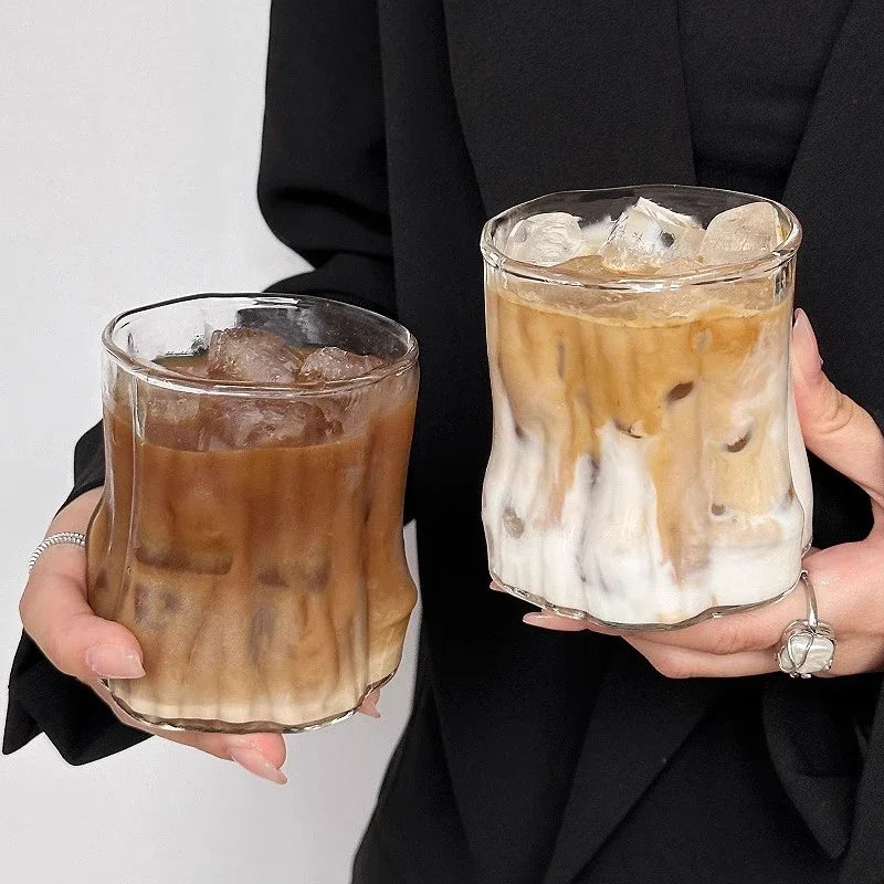 EZHomeEssentials Crystal Glass Aesthetic Cold Coffee Cups