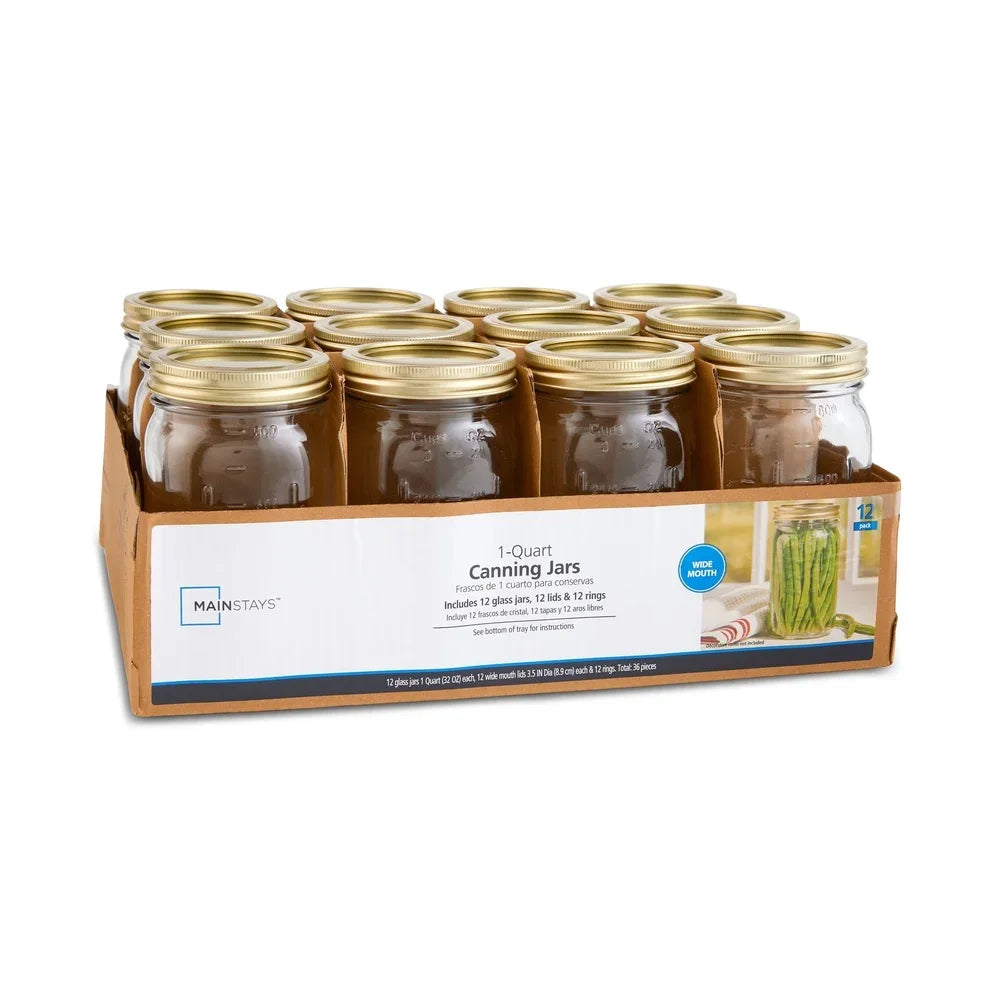 EZHomeEssentials Clear Glass Wide Mouth Jars Airtight Seal