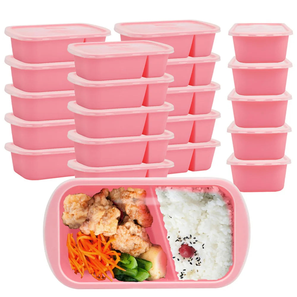 Feature 20Pcs Two Grid Stackable Disposable Lunch Box Microwave Safe