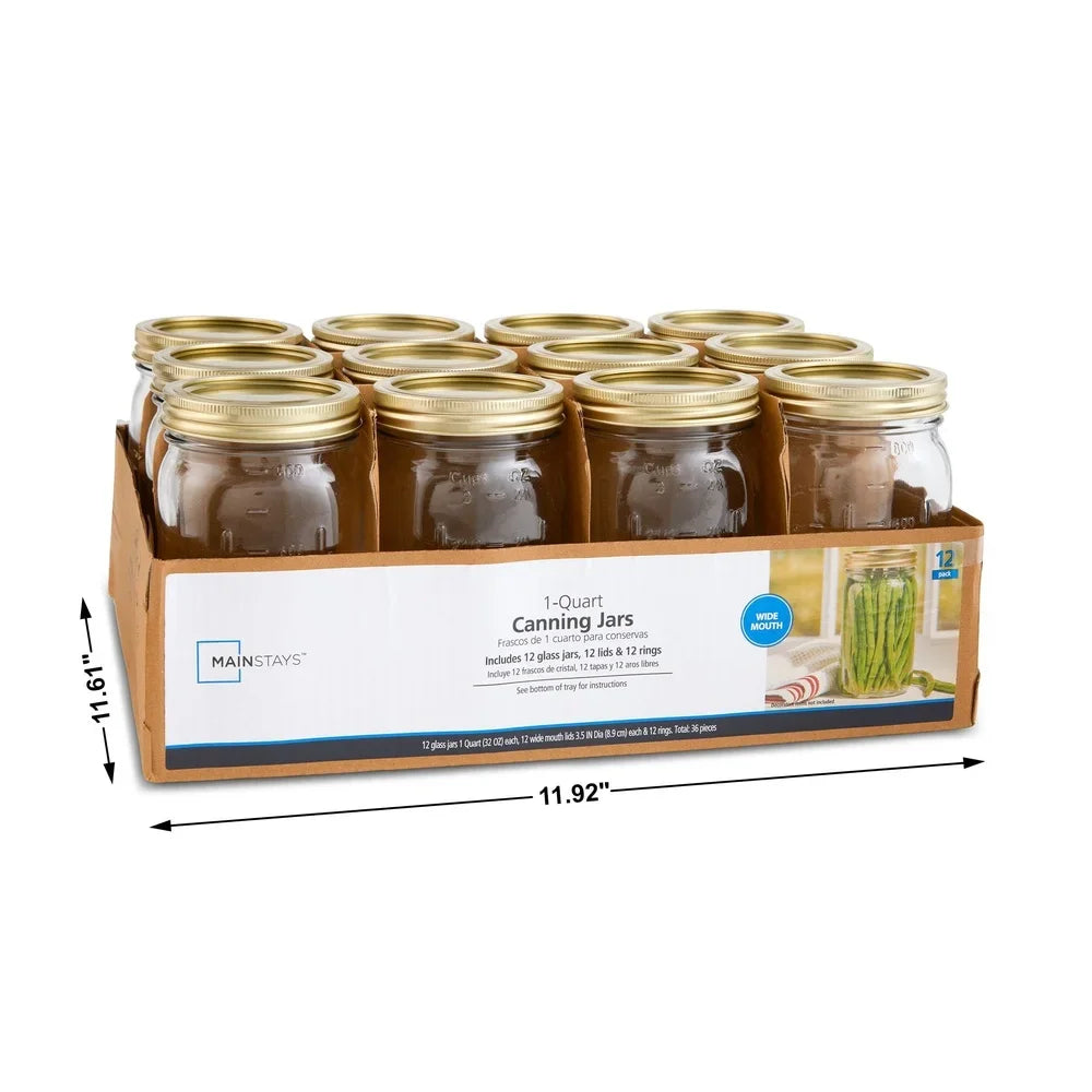 EZHomeEssentials Clear Glass Wide Mouth Jars Airtight Seal