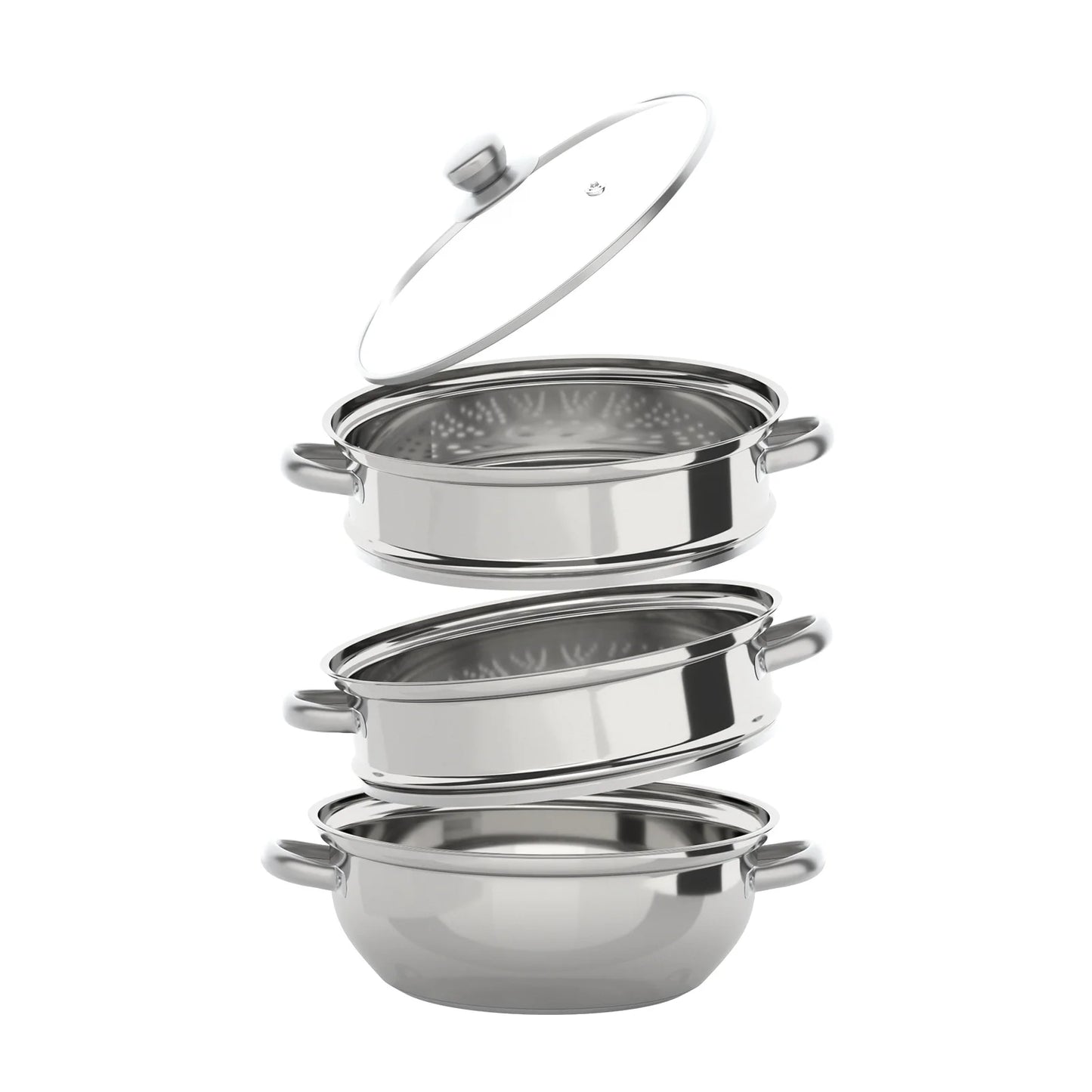 Hign-concerned Stainless Steel Steamer 3 Tier Pot with Lid