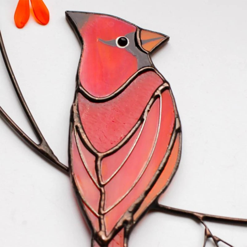 Hign-concerned Cardinal Bird Stained Glass Ornament Hanging