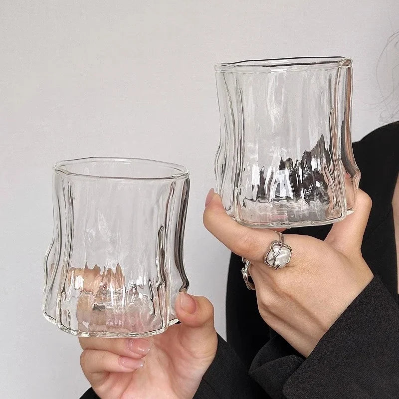 EZHomeEssentials Crystal Glass Aesthetic Cold Coffee Cups