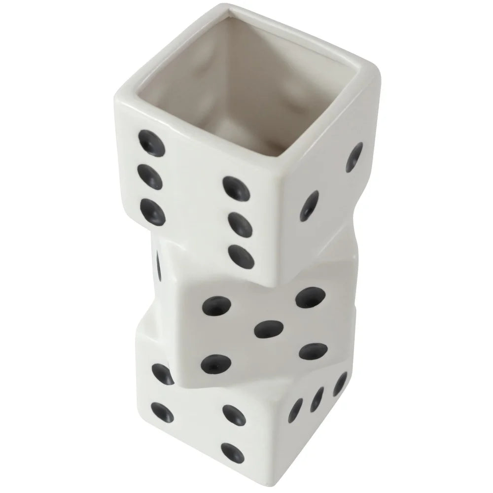 EZHomeEssentials Ceramic Stacked Dice Vase Decor Accent