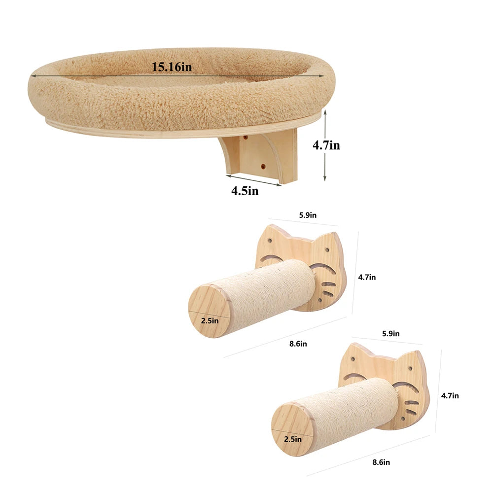 PETRAVELCN Cat Wall Mounted Climbing Ladder With Post