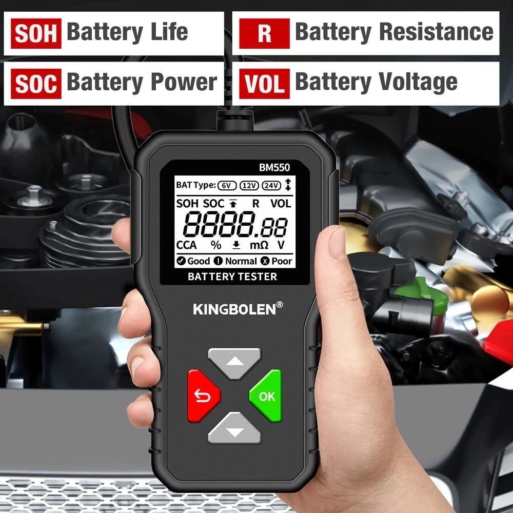 KINGBOLEN BM550 Car Battery Tester 6V 12V 24V CCA Analyzer